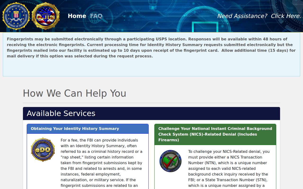 FBI self-review portal for arrest history beyond Butler County