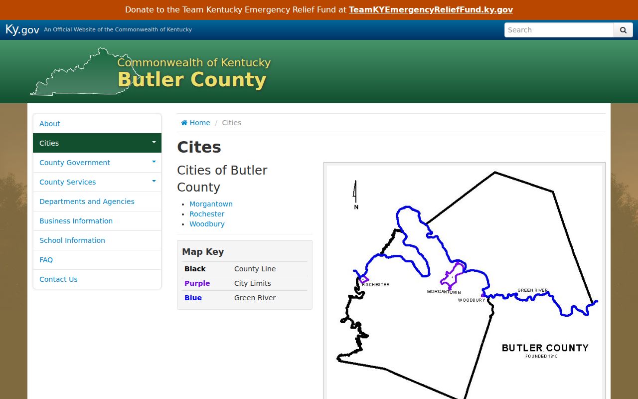 Butler County criminal history official incorporated cities list