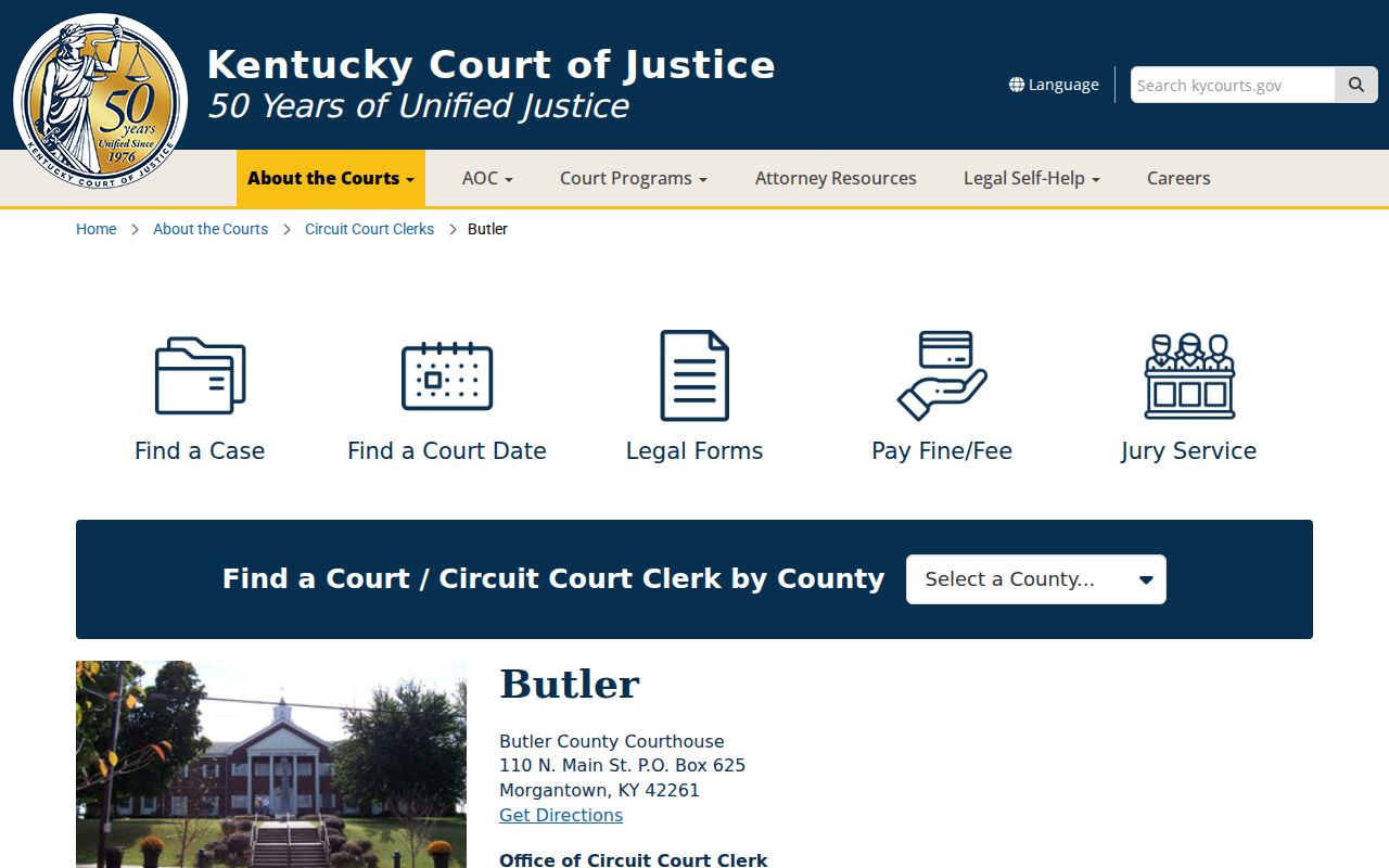 Butler County criminal records courthouse and clerk information