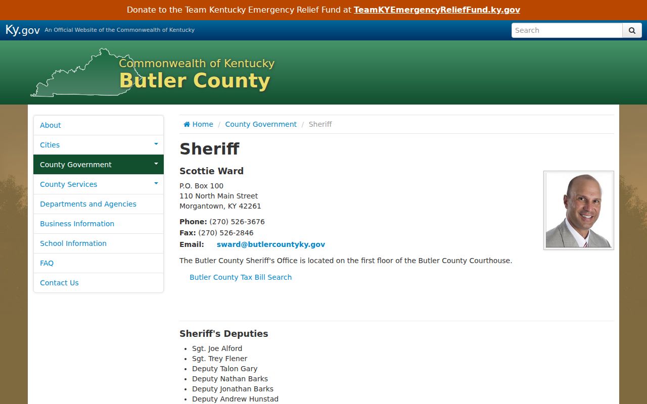 Butler County criminal records sheriff contact information